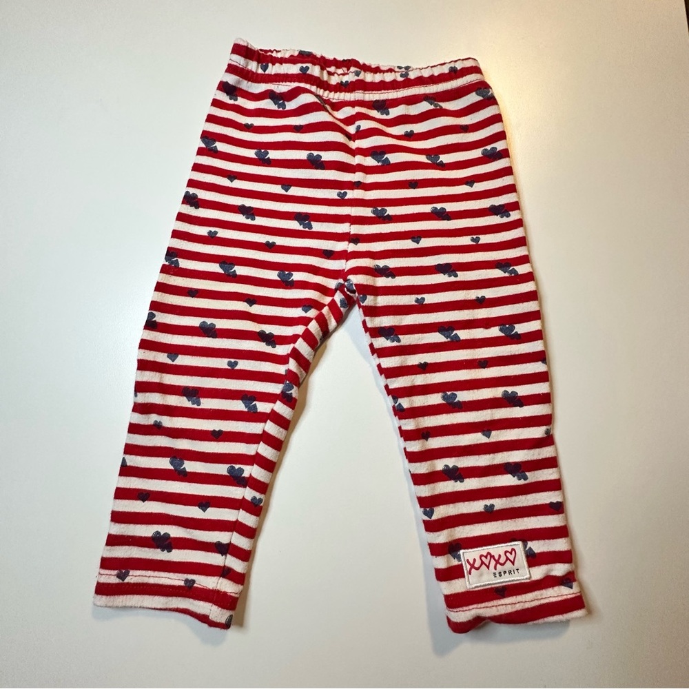 Esprit Red and White Striped Baby Leggings 12M